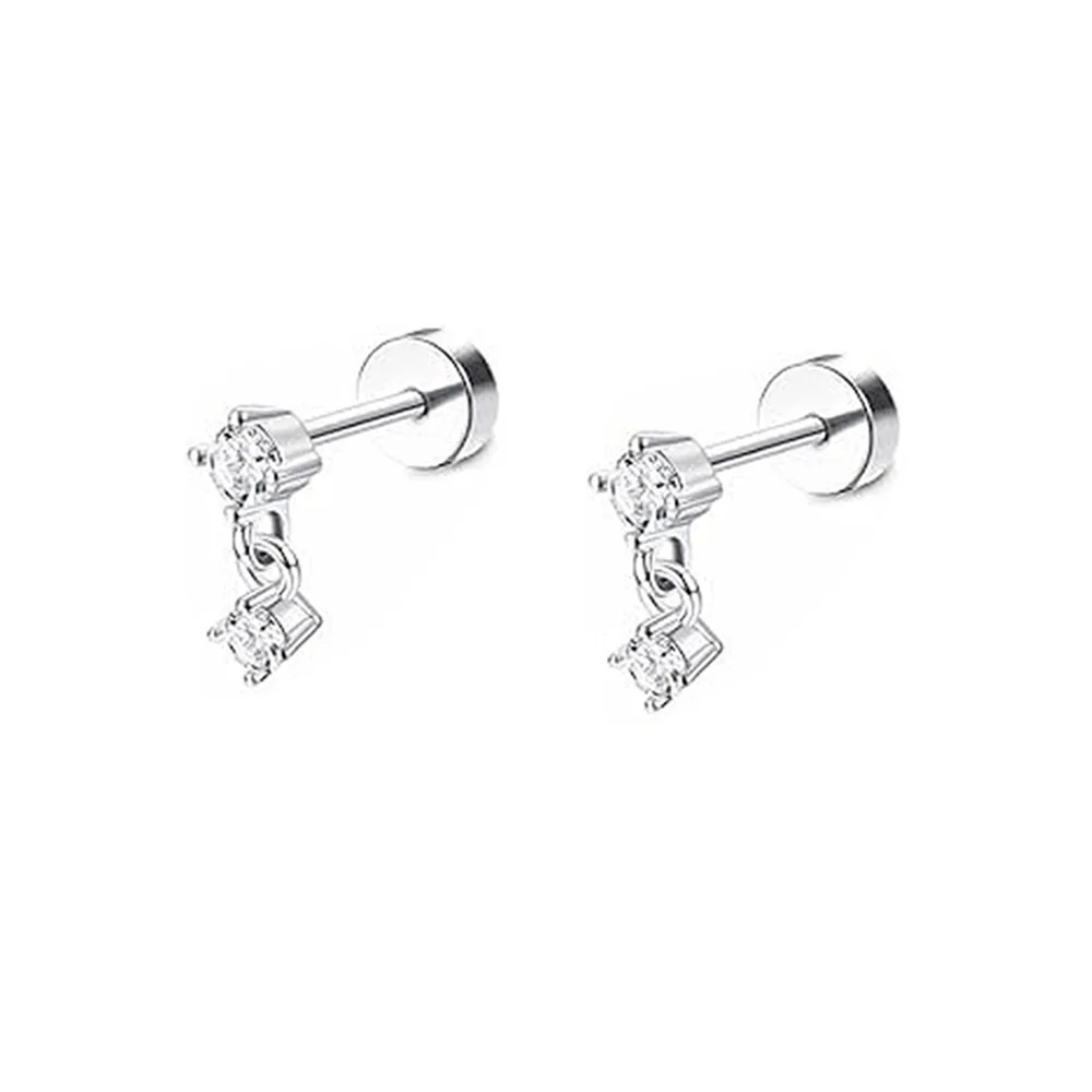 Women's 14K Gold Cartilage Earrings, Flat Back Studs
