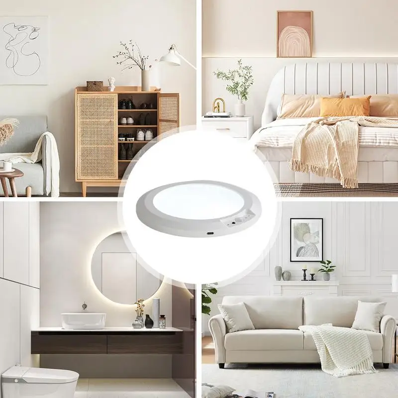 Bath Ceiling Lights Round LED Battery Powered Ceiling Lamp Wireless Ceiling Light With Remote Control Motion Activated LED