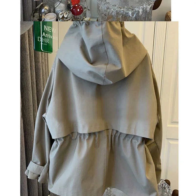 ملابس عمل بقلنسوة لعام 2026 Jaet للسيدات ort فضفاضة غير رسمية للربيع وصلت حديثًا ملابس خارجية بسحاب مقاوم للرياح لون الإغلاق