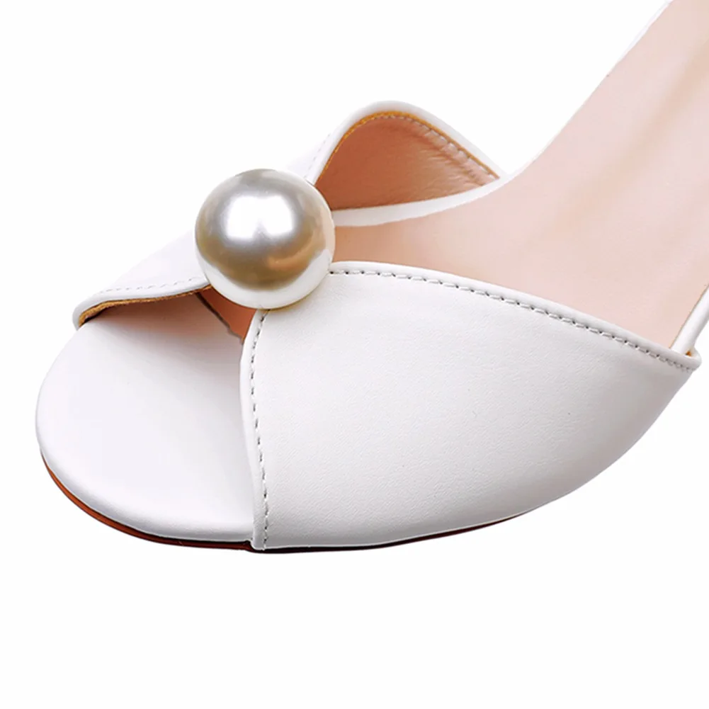 7cm thick heel fish mouth sandals square root thick heel sandals white dress sandals studded pearl wedding shoes