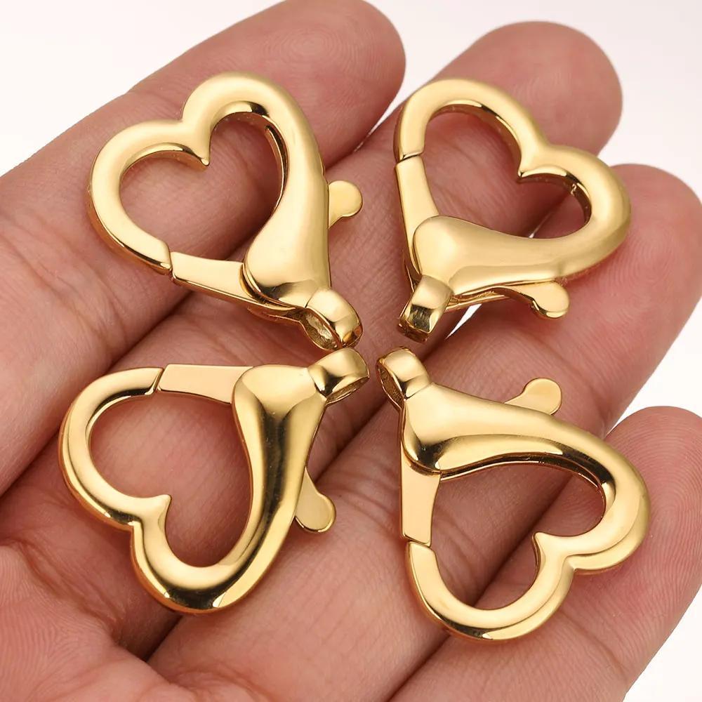 2pcs 316L Stainless Steel Big Heart Buckle Lobster Clasps Hooks Connectors for Keychain DIY Jewelery Making Materials Supplies image 5