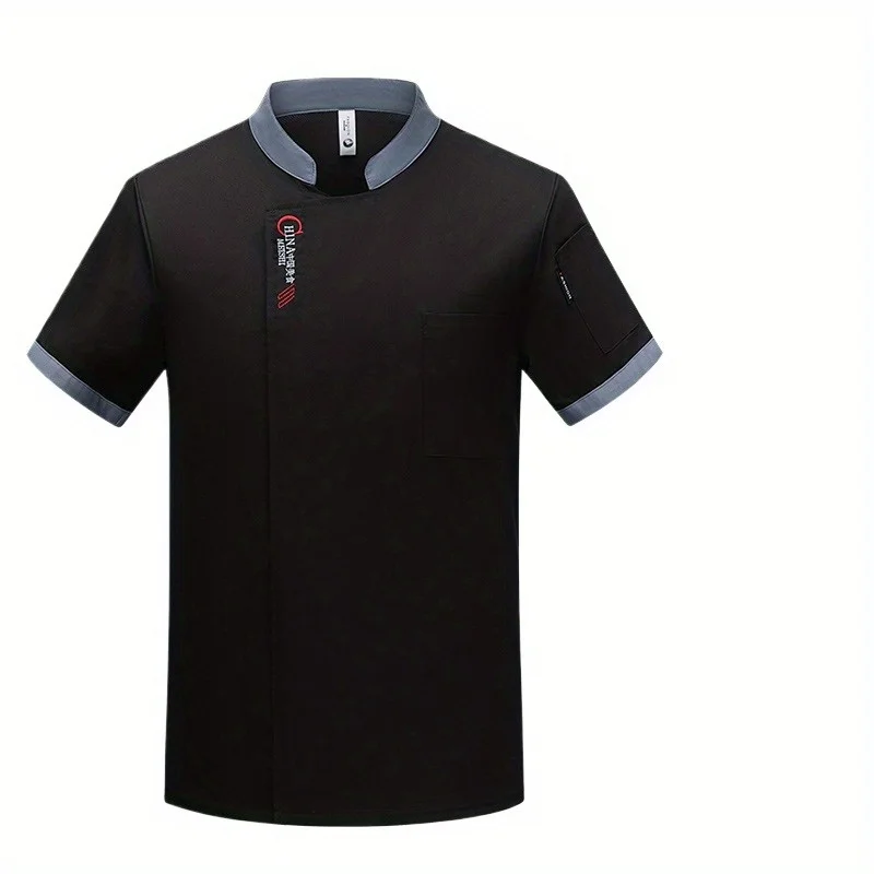 ملابس عمل المطبخ سريعة الجفاف للرجال في المطاعم، قميص صيفي قصير الأكمام للطهاة قابل للتنفس #5