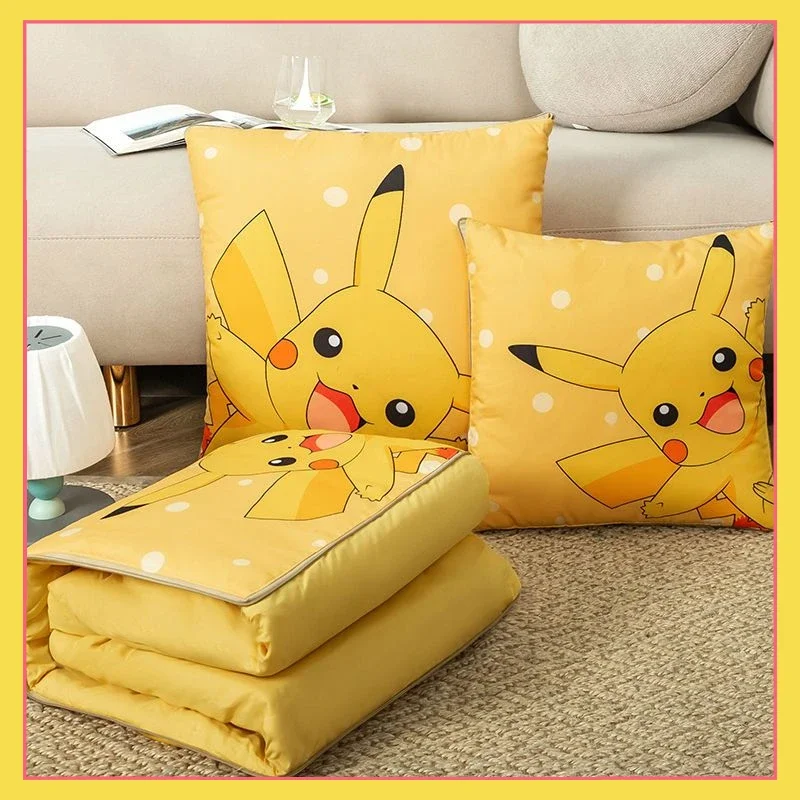 

Anime Pok é mon Brushed Four Seasons Double sided Pikachu Pillow by Car 40 Small Quilt Home Air Conditioning Student Napping