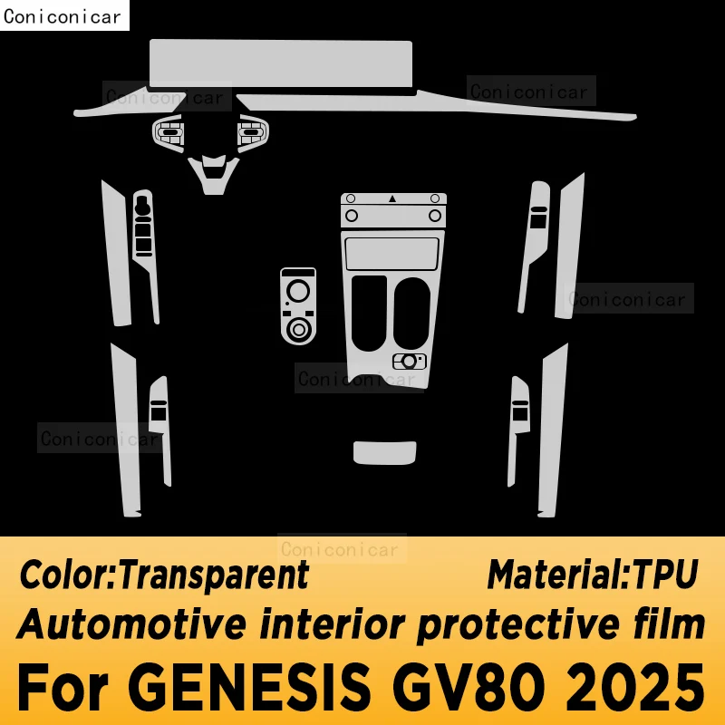 

For GENESIS GV80 2025 Center Console Panel Screen TPU Car Interior Protective Film Anti-Scratch Repair Sticker