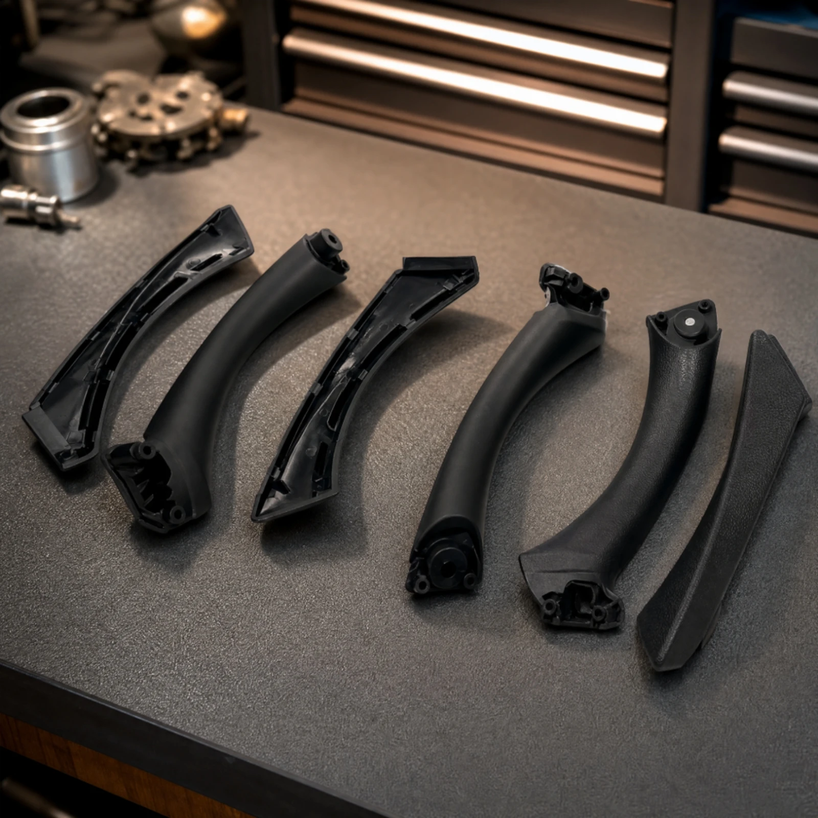 6 Pieces German Automaker E90 Interior Trim Parts with Mounting Points OEM-Style ABS+PC Armrest Replacement Parts