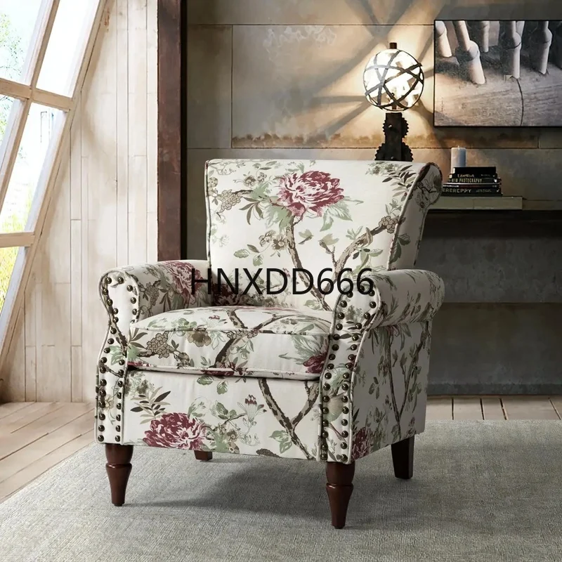 Modern Accent Chair with Wood Legs Removable Cushion, Floral Pattern for Bedroom or Living Room
