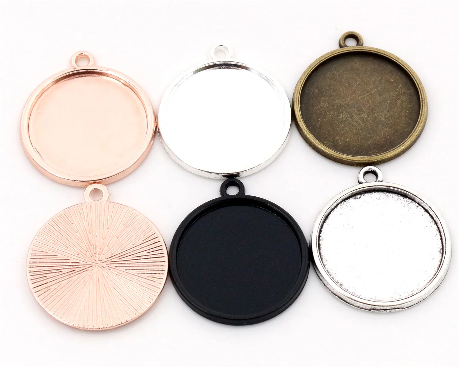 10pcs 20mm Inner Size Classic 5 Colors Plated One Sided Single Hanging Simple Style Cabochon Base Setting Charms Pendant