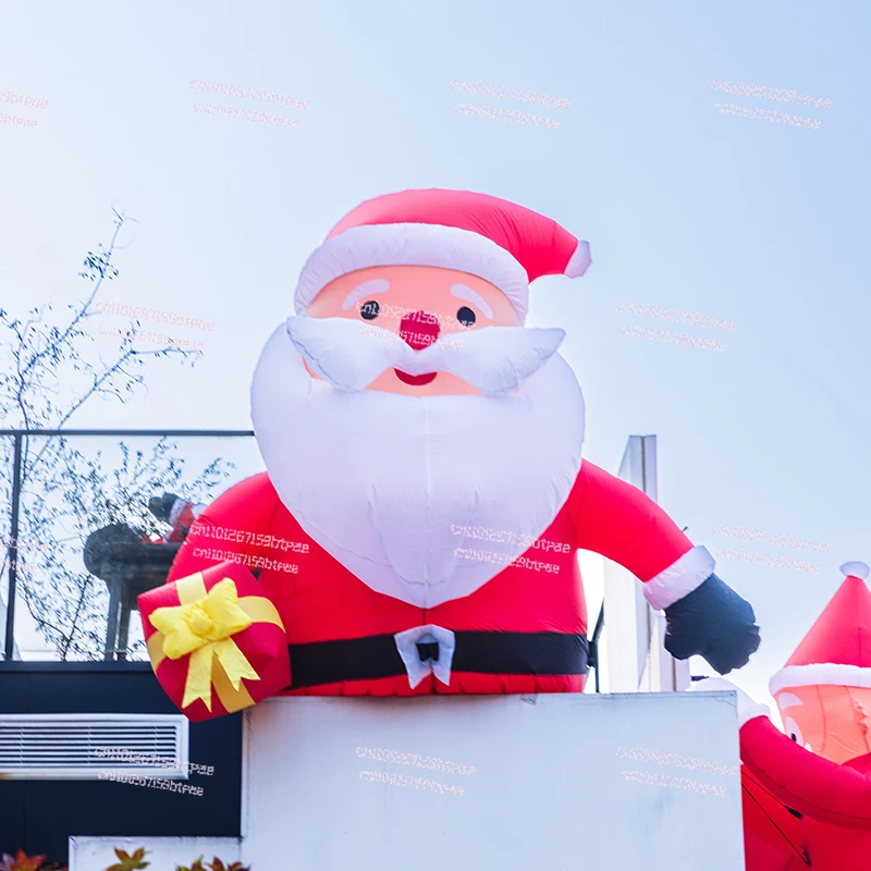 

Christmas Balloons Large Glowing Inflatable Santa Claus Tree Climbing Wall Inflatable Holiday Scene Decoration Supplies