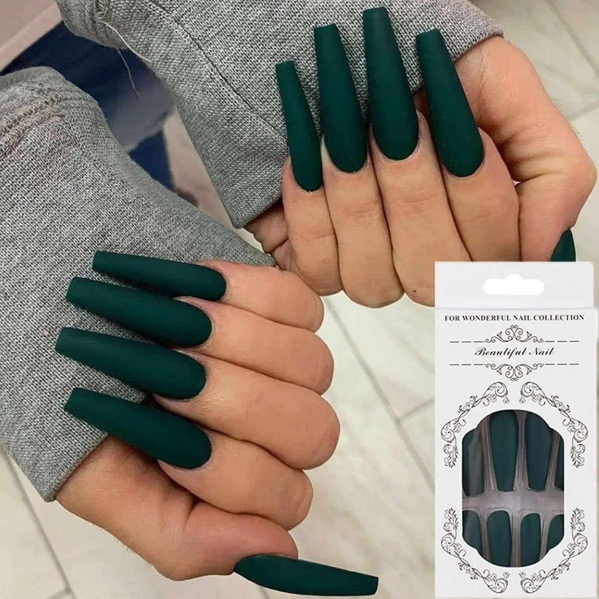 

24 шт./упак. съемные накладные ногти-балетки для маникюра, типсы для ногтей