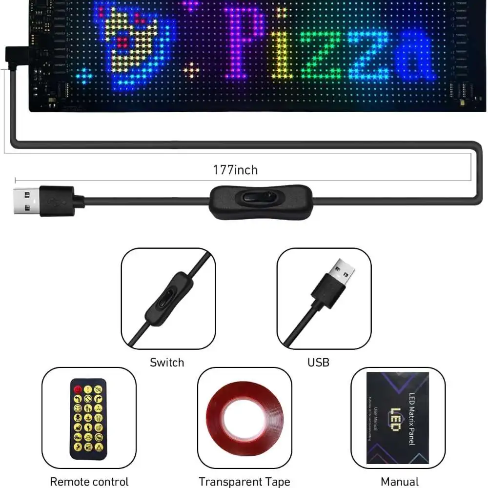 Image 7: Panneau d'affichage LED RGB flexible, 16 x 96 pixels, contrôle par application USB, étanche IP65, programmable