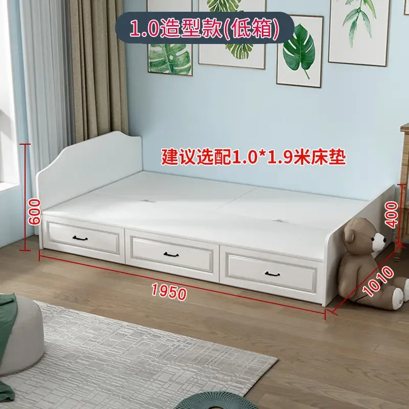 High box storage bed with drawers 1.2 meters Single bed Small apartment plate Pneumatic upturn 1.5 meters