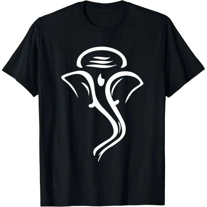 

0413 Elephant Om Yoga Ganesha Indian God Ganesh Gift T-Shirt 100% cotton print Tee Short Sleeve Graphic clothes All size tops