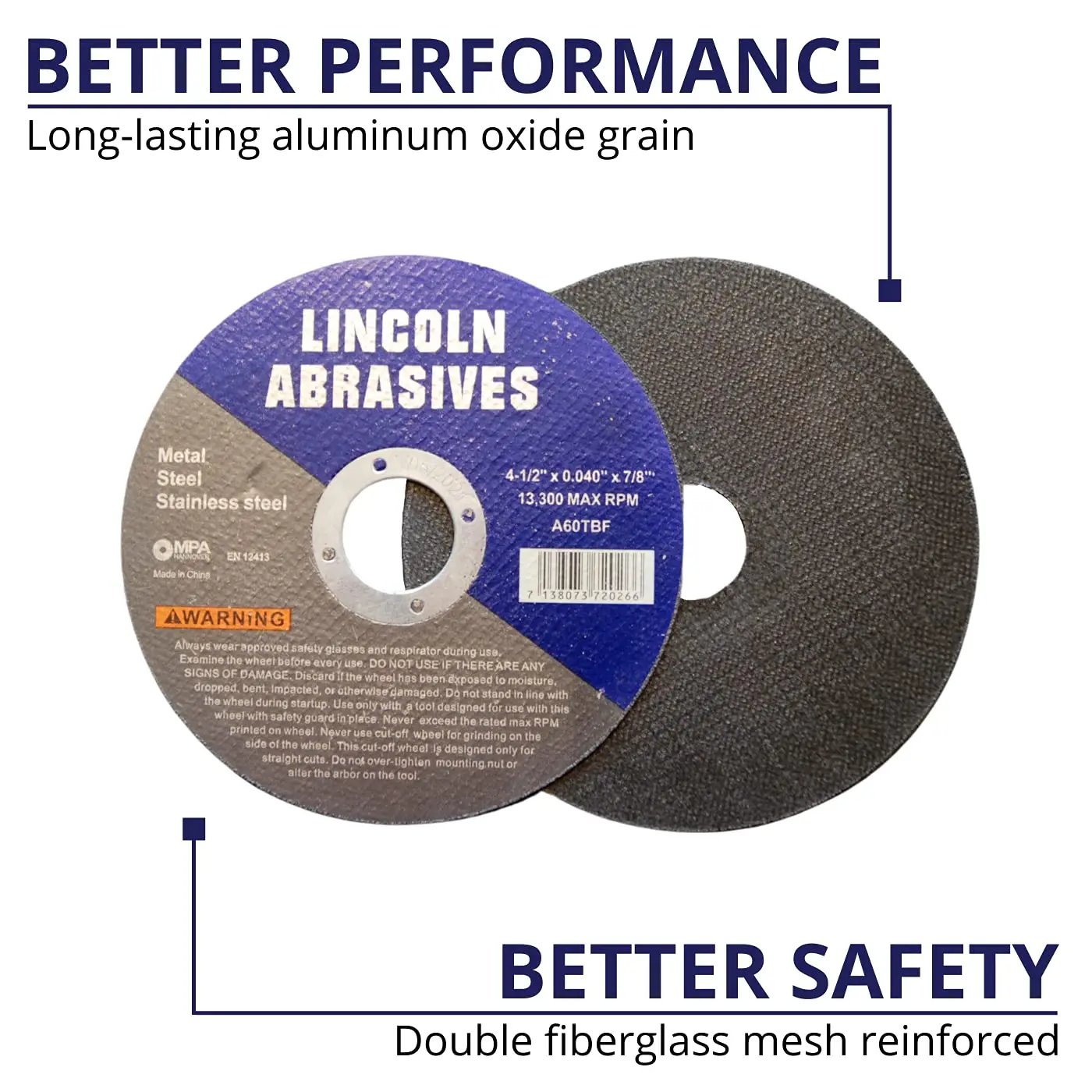 Ruedas de corte Lincoln Abrasives.040" Metal y acero inoxidable