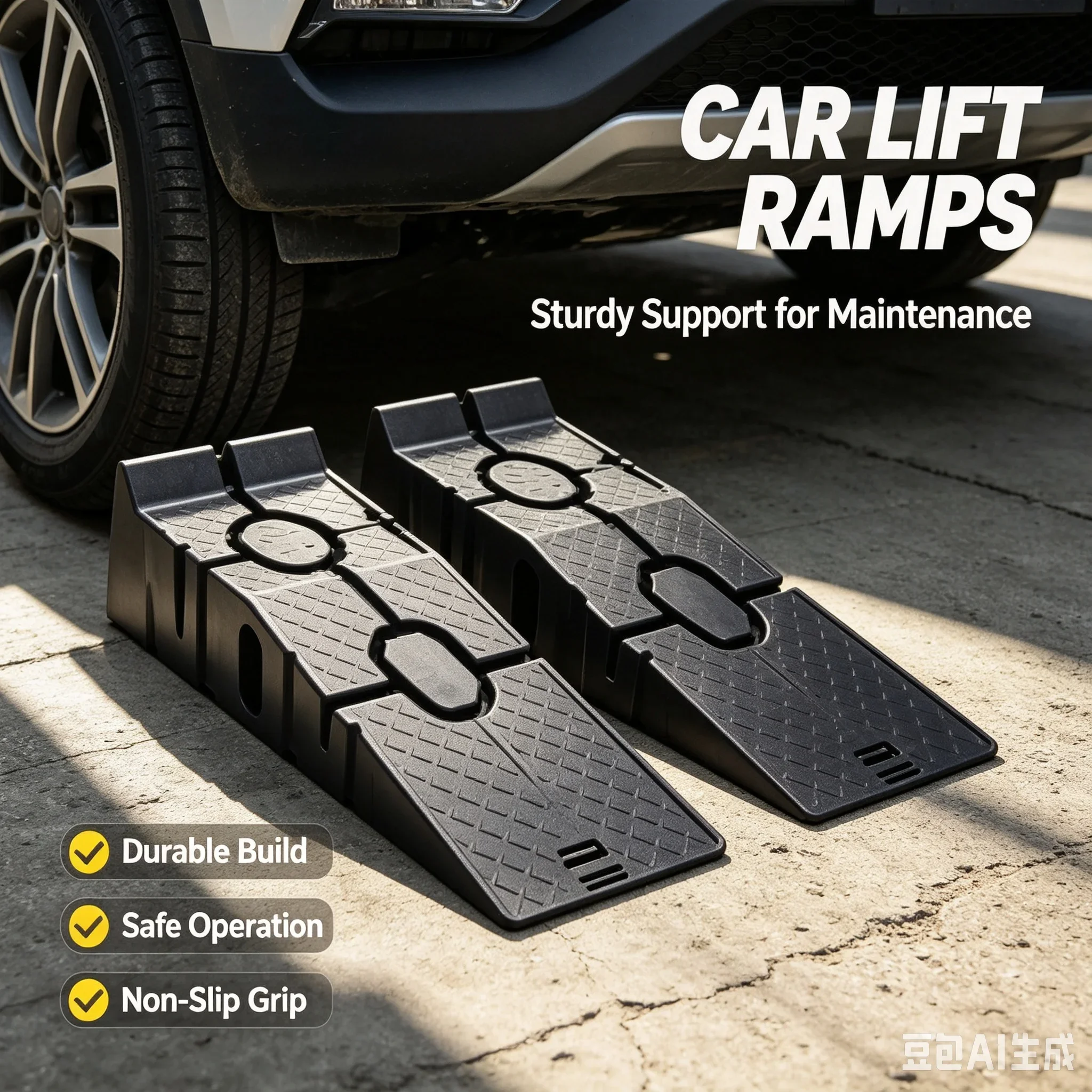 Car Maintenance Bracket, Anti Slip Plastic, Car Repair Tool, Maintenance Ramp, Slope Board, Ladder, Oil Change Ramp Accessories