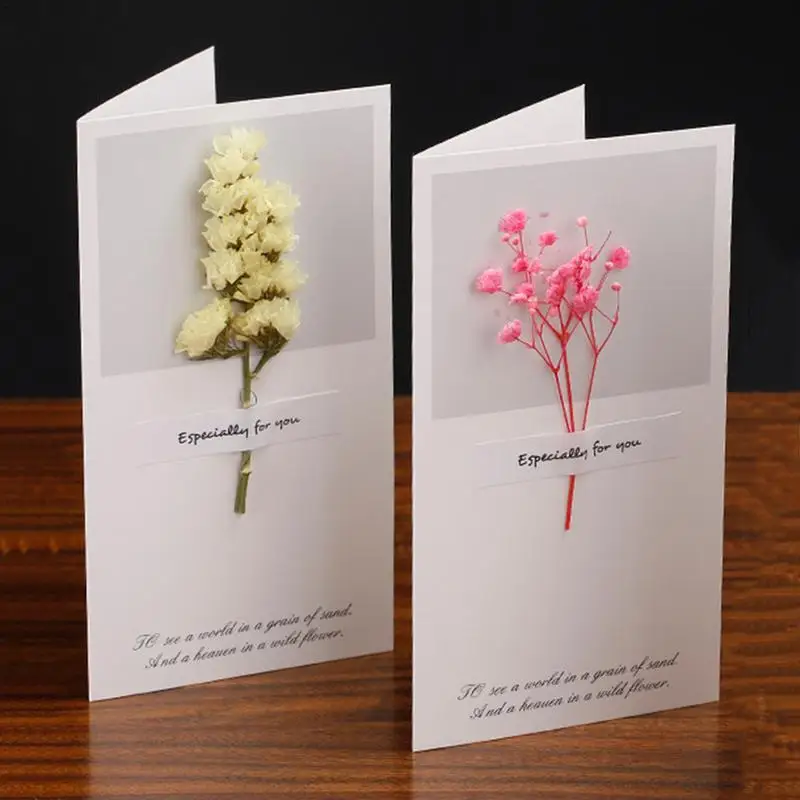 Dried Flower Cards Birthday Greeting Dry Flower Cards Mother's Day Surprise Cards Invitation Card Handmade Thank You Card For