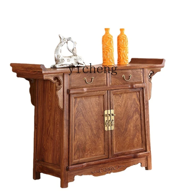 ZK Altar Rosewood Rocker Cabinet Two-Joint Solid Wood Pterocarpus Erinaceus Poir. Altar God of Wealth Table a Long Narrow Table