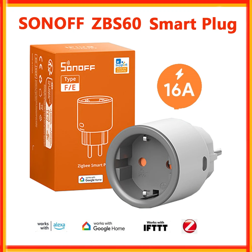 SONOFF S60ZB TPF EU Zigbee Smart Plug With Energy Monitoring Smart Home Remote Control Timer Smart Zigbee Socket Need Zigbee Hub