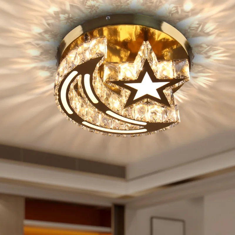 

2024 Modern LED Stars Moon Crystal Ceiling Lights Home Appliance Fixtures Stairs Lamp Bedroom Decor Creative Personalized Gifts