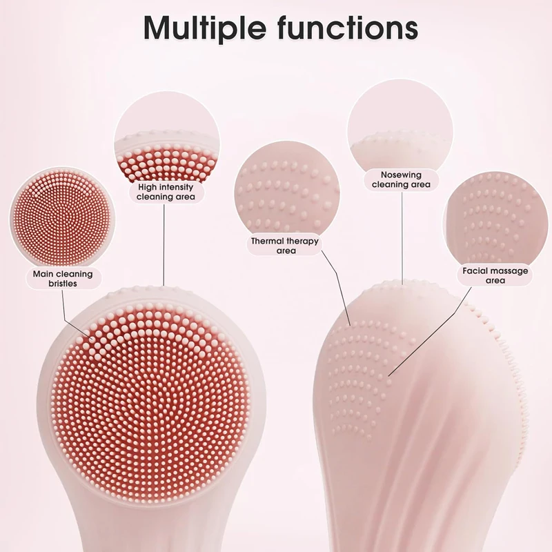 2 في 1 بالجملة سيليكون سونيك الاهتزاز تنظيف الوجه فرش تدليك منتجات التجميل أداة تنظيف فرشاة كهربائية #4