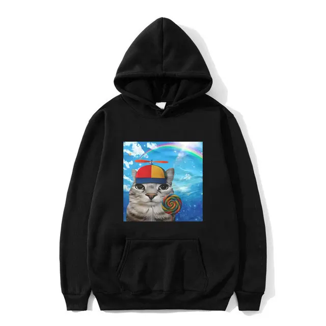 

Cat Funny Meme Graphic Hoodie Men Women Fashion Oversized Streetwear Men's Casual Humor Hoodies Male Vintage Hooded Sweatshirt