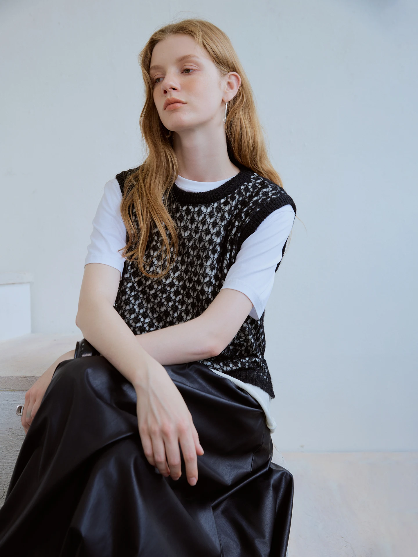 

Женский осенний вязаный жилет Oz Retro с вырезами, в стиле колор-блок, свободного прямого кроя, из волокна Coolmax