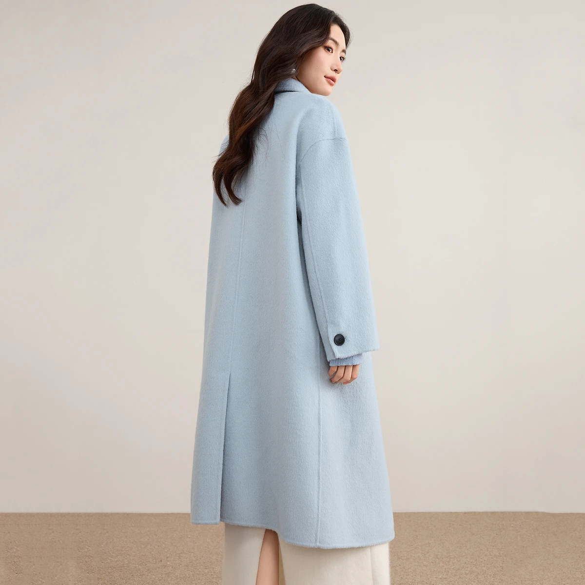 SENTUBILA Damesjas van 100% wol met dubbele gezicht Winter 2025 Pak Reverskraag Klassieke commuterstijl Lange overjas W54OA8779