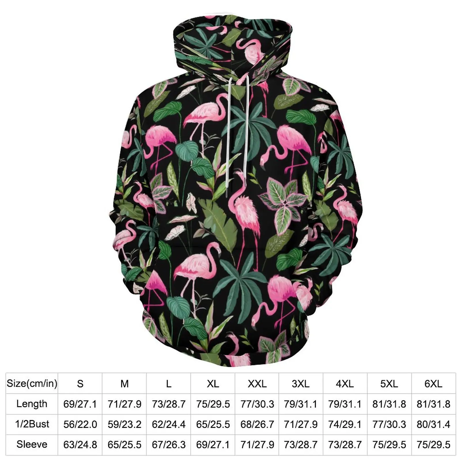 Tropical Bird Hoodies Pink Flamingo Hip Hop Casual Pullover Hoodie Long-Sleeve Cute Graphic Sweatshirts Birthday Present