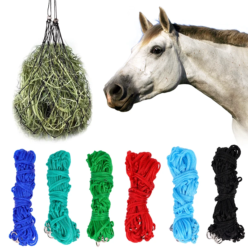 Livestock Feeding Mesh Bag Haylage Net Durable Food Feeding Mesh Bag Feeding Hay Pouch Braided Nylon Horse Haylage Mesh Feeder