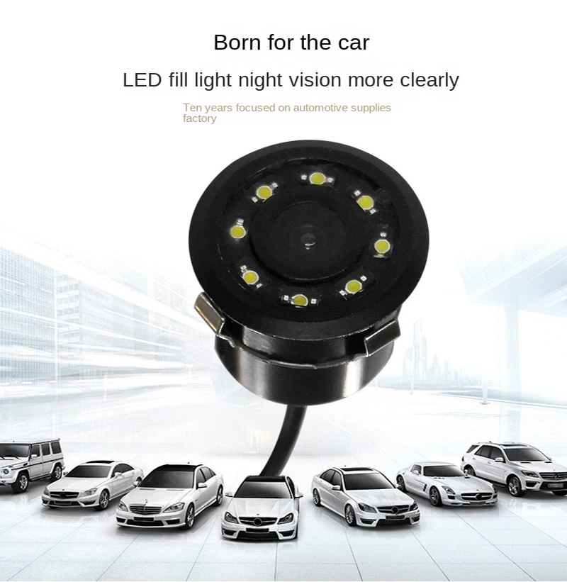 JISUIDA Car Rear View Camera Universal Perforated 18.5MM CCD High-Definition Night Vision Parking Camera