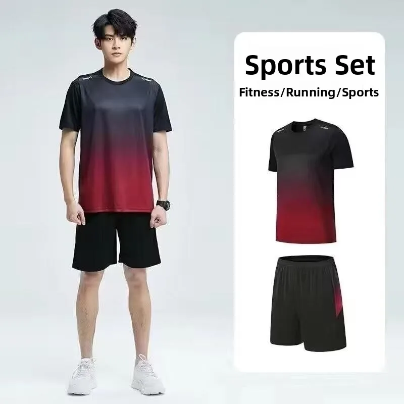 

Ice Silk Thin Short Sleeve T-Shirt And Shorts Set Casual Loose Fit Summer Sportswear for Men Quick Dry Comfortable Lightweight