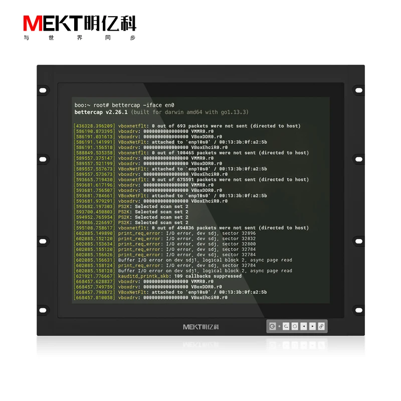 Rak Komputer industri Ruggedized terpasang semua dalam satu 9U 19 inci layar sentuh kapasitif LCD mekanis & penggunaan Visual-MEKT