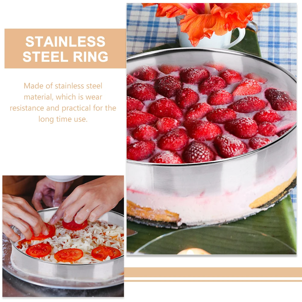 

Stainless Steel Pizza Sprinkler 6 Inch Cake Ring Mold Pastry Baking Tool Pizza Saucing Round Cookie Dough Muffin Mousse