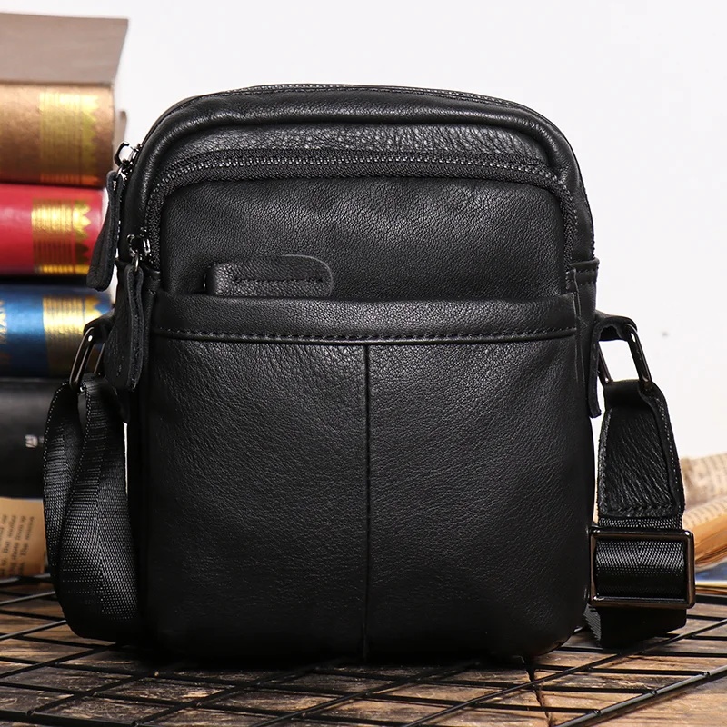 Leath focus Herren Leder Umhängetasche Vintage einfache vertikale Telefon Rindsleder Schulter tasche 6,5-Zoll-iPad