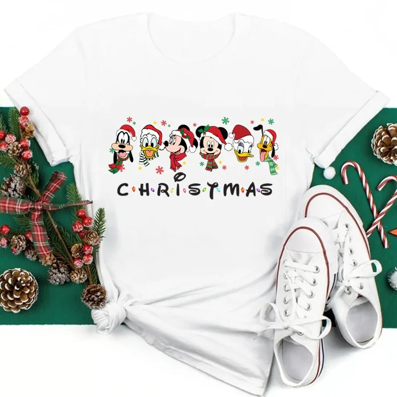 

Disney Merry Christmas 3D Printed Women's Kawaii Y2K 90S Santa Claus Sweet Shirt Women's Top Breathable Quick Drying T-shirt