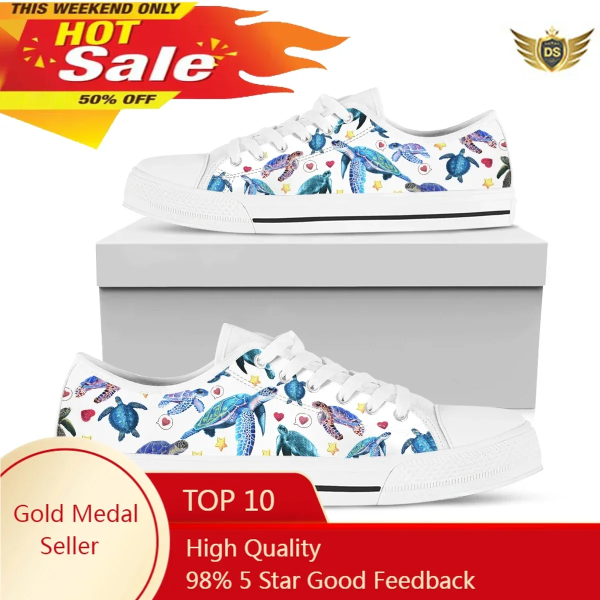 Kawaii Blue White Sea Turtles Painting Woman Students Summer Fashion Canvas Sneakers Zapatillas Mujer Casual Shoes