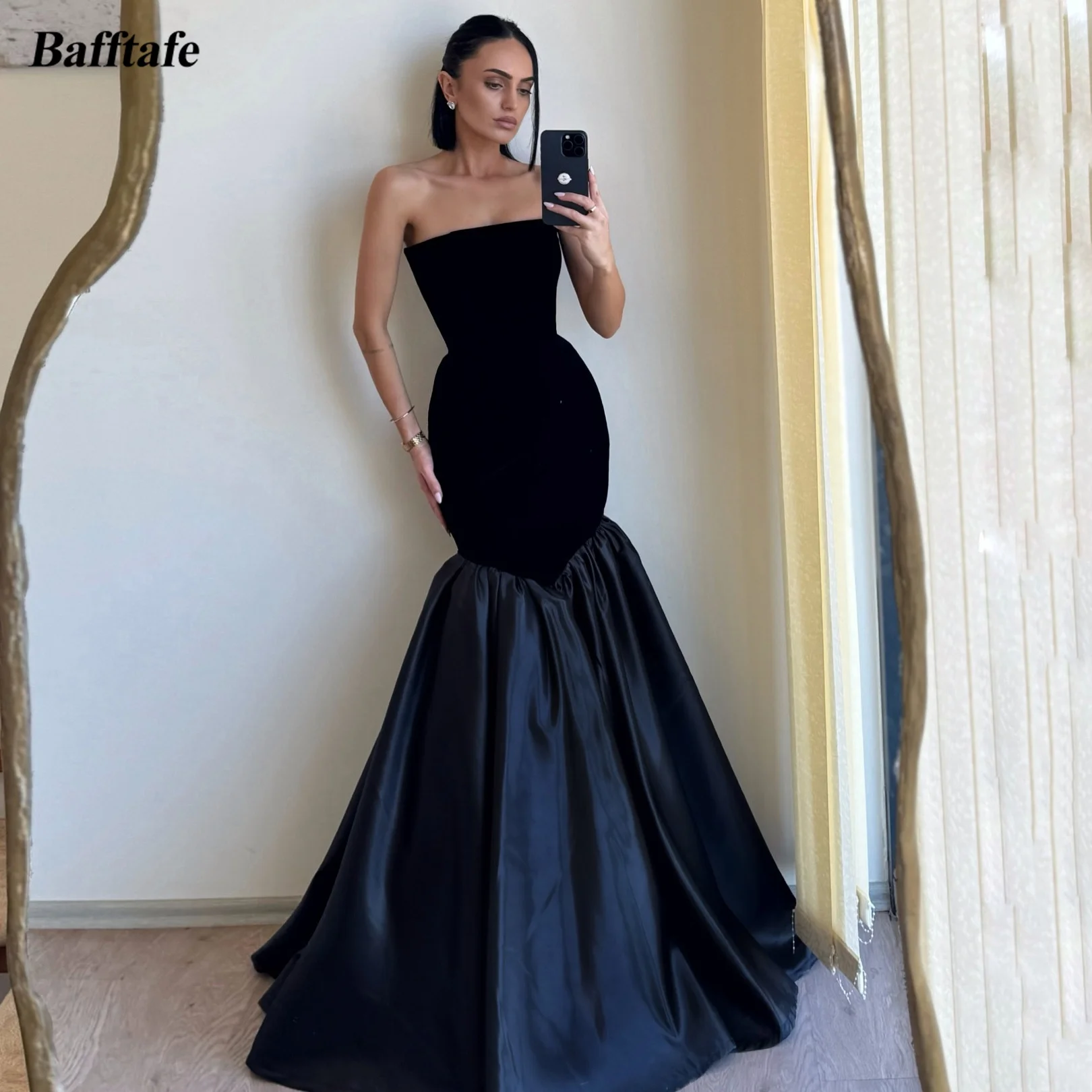 

Bafftafe Mermaid Velour Satin Customized Women's Prom Dresses Formal Evening Gowns Long Wedding Party Engagement Dress 2026
