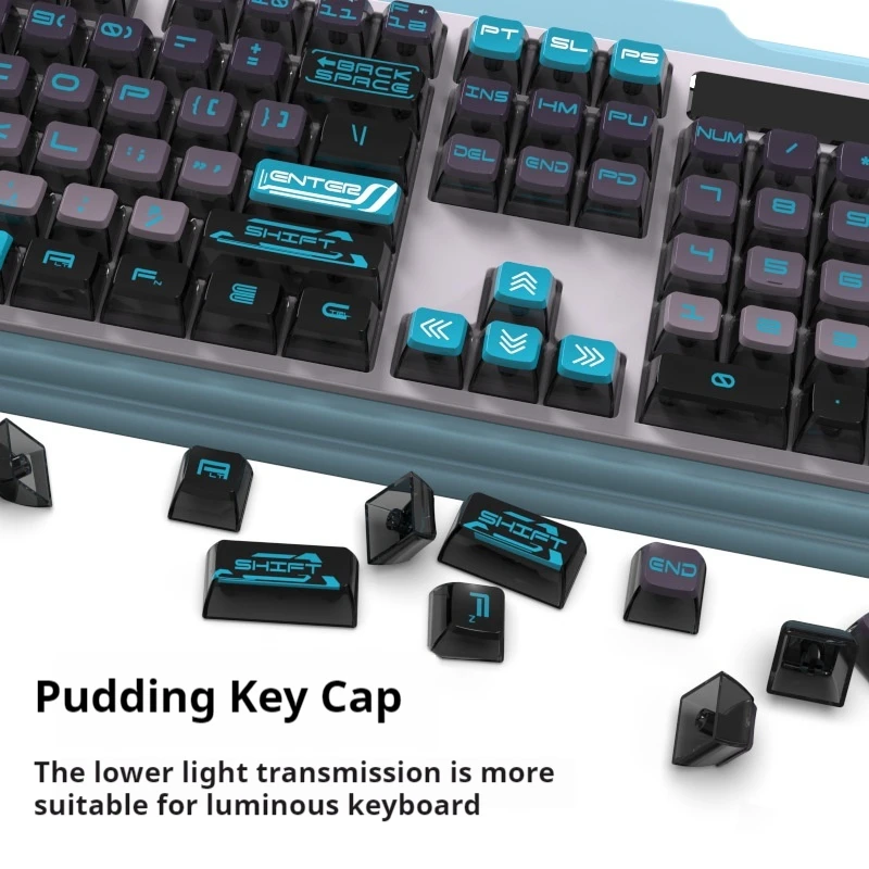 Mechanical Keyboard Keycap With 116 Keys Asa Height Top Shading Bottom Glowing Thermal Sublimation Suitable For Gamers Office