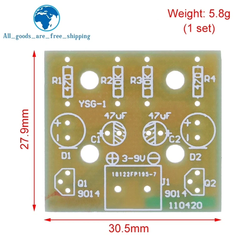 TZT Simple LED Flash DIY Kits Circuit Electronics DIY Electronic Suite 1.2mm Parts for Arduino Flash LED Kit Electronic DIY Kit