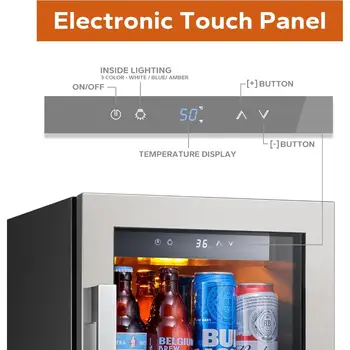 Chladnička na nápoje Ca'Lefort 15 palců - mini lednička na 80 plechovek se skleněnými dvířky na sodovku, pivo nebo víno, 3 LED kompresorová lednice 10 nejlepší prodej Mini lednička na čaj Pearl Boba - №10