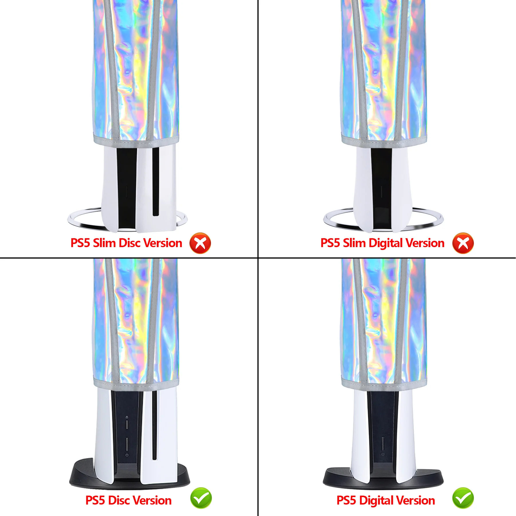 PlayVital-funda antipolvo con gradiente para ps5, forro suave y limpio, protector antipolvo, funda impermeable para consola antiarañazos ps5, Aurora Silver