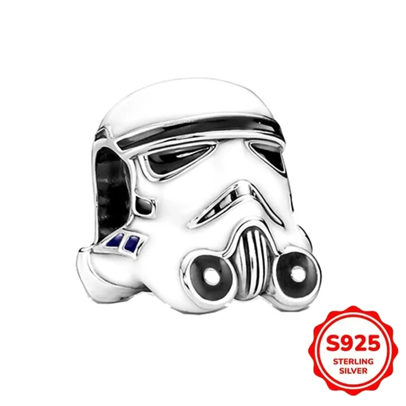 S925 Sterling Silber Star Wars Serie Charms Perlen Mandalorianer Helm Sturmtruppler Droide Anhänger Schlangenarmband DIY Schmuck Geschenk