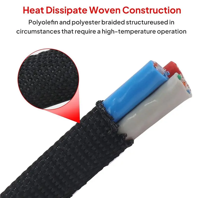 A7THK-2X 2 In 1 Heat Shrink Braided Sleeving Fabric Tubing-Perfectly Fit Irregular Shape Hose/Cable/Wire 1/2Inch(12Mm)