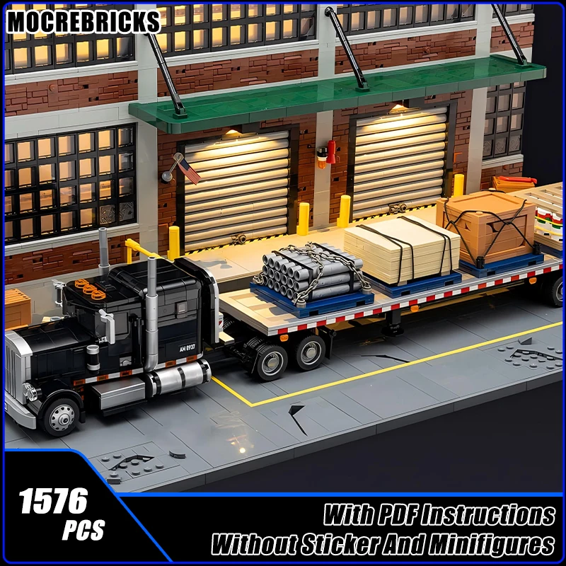 Technology City Transport Cargo Vehicles American Freight Trucks MOC Building Blocks Model Sets Kid's Bricks Toys DIY Xmas Gifts