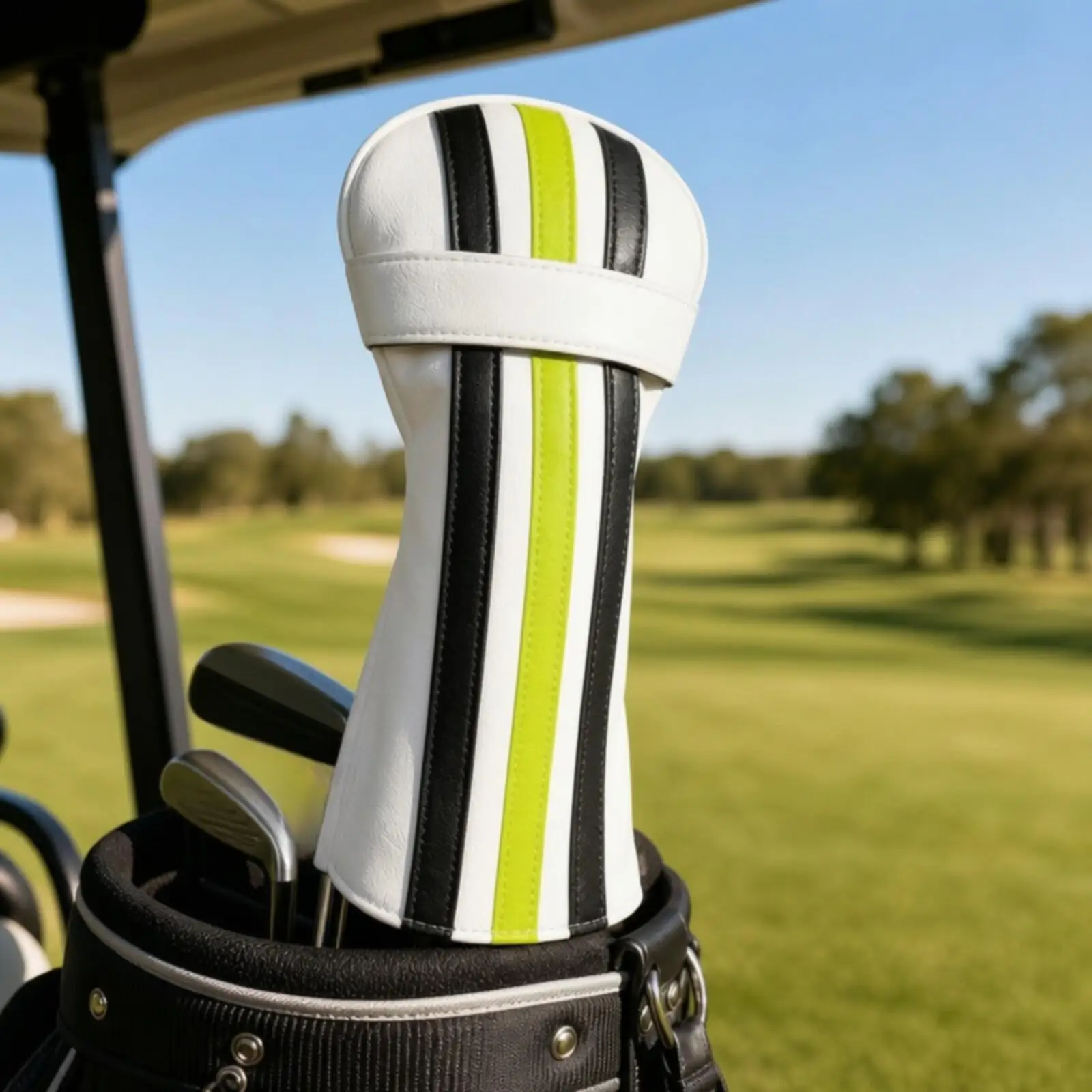 Golf Wood Headcover PU Outer Padded Lining Embroidery Detail Rounded Club Head Section for Hybrid Iron Protection