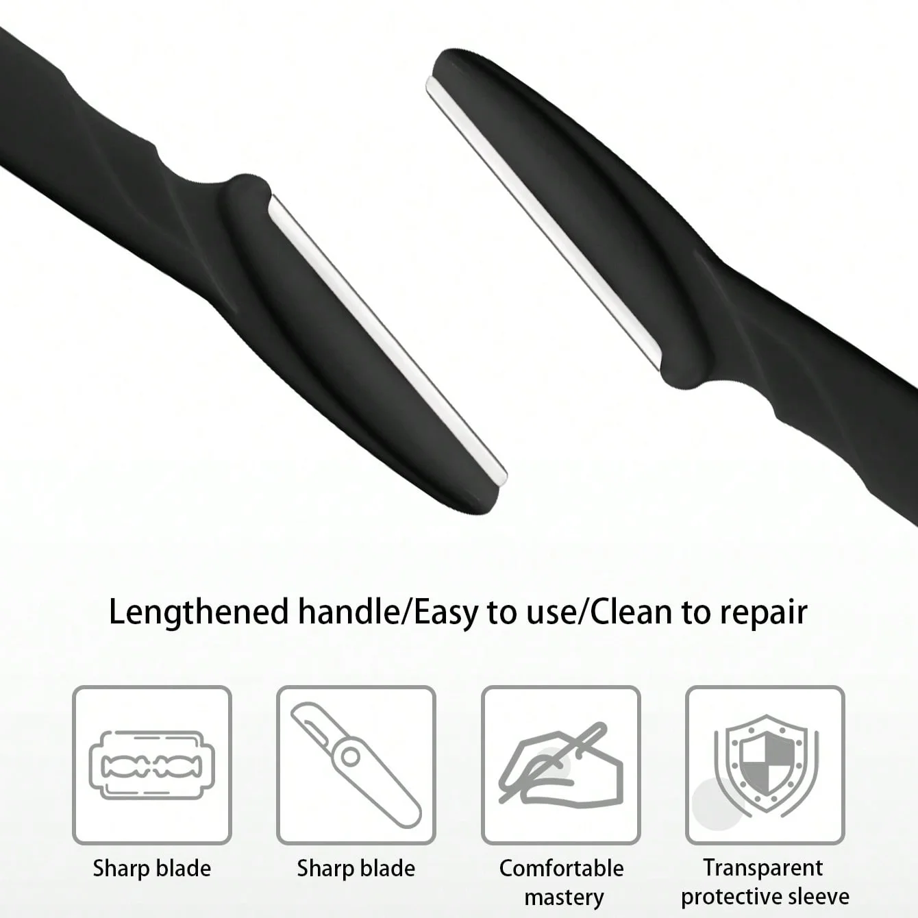 Juego de afeitadora de cejas de mango largo, herramienta de depilación femenina, recortadora, afeitadora de cara y cejas, 100 piezas