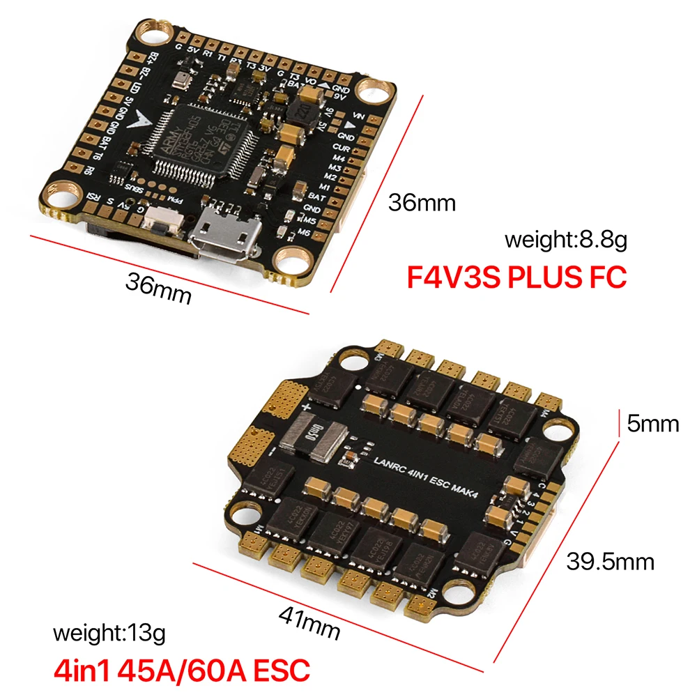 9imod F4 V3S PLUS wbudowana płyta kontroler lotu FC barometr OSD z bezszczotkowy ESC dla RC QAV/ZMR 210 230 250MM drona RC