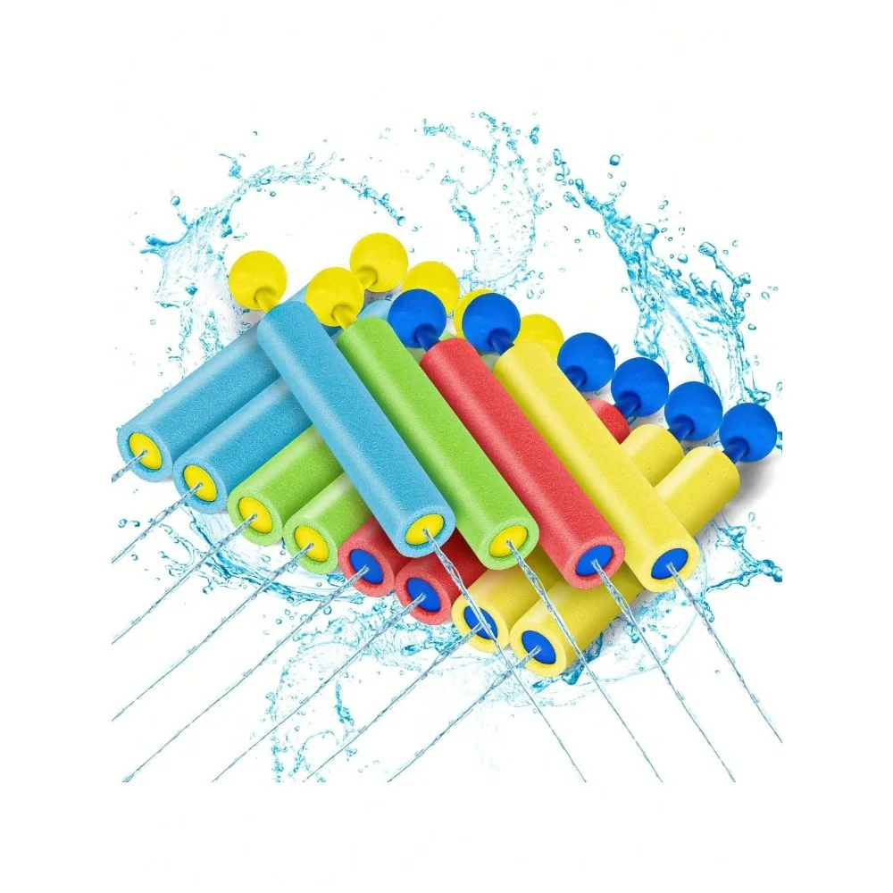 12pcs Foam Water Guns, Kids Water Guns, Water Blasters, Children's Water Sprayers, Water Squirt Guns, Foam Water Shooters, 30ft Range Summer Water Guns, Fun Squirt Toys, Suitable For Pool, Beach, Summer Outdoor Party Games