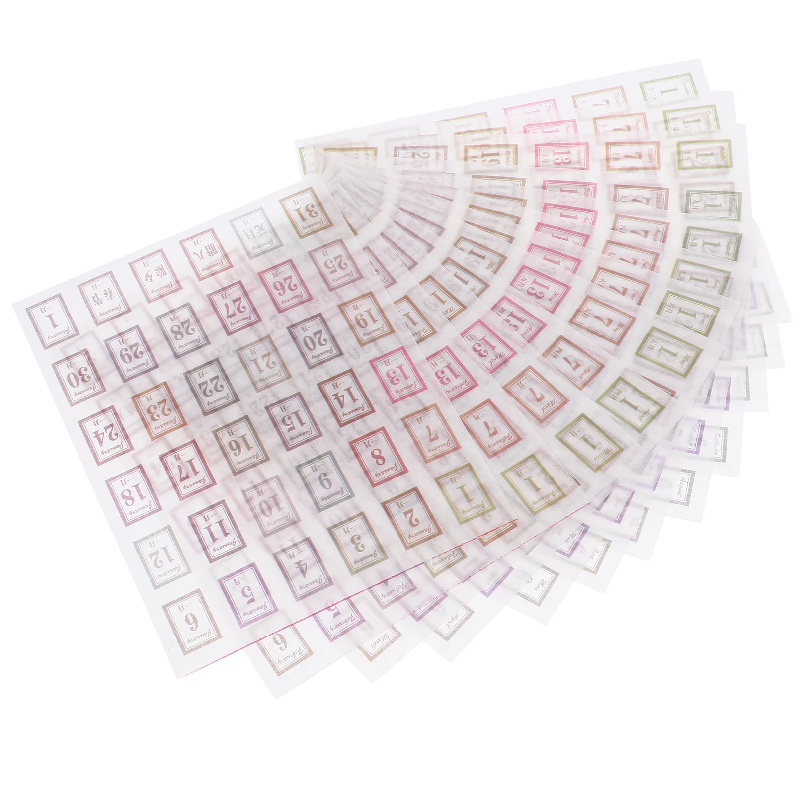 

12 Sheets Daily Stickers Planner Calendar Labels Year Round Decor Notebook Page Markers Gradient Color Design