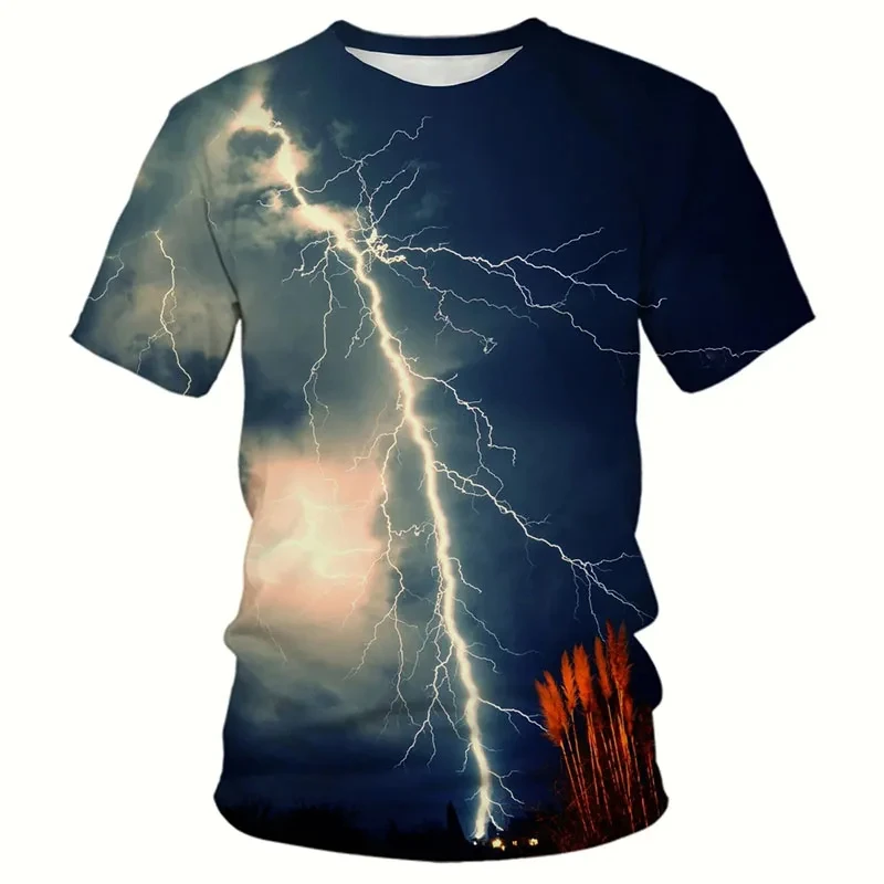 Lightning Thunder Tornado Graphic T-Shirts 3D Print Men Women Short Sleeve T Shirt Oversized Harajuku Y2k Tops Tees Man Clothing