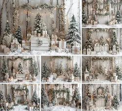 Mehofond Photography Background Winter Christmas Snow Forest Xmas Tree Gifts Kids Family Portrait Decor Backdrop Photo Studio